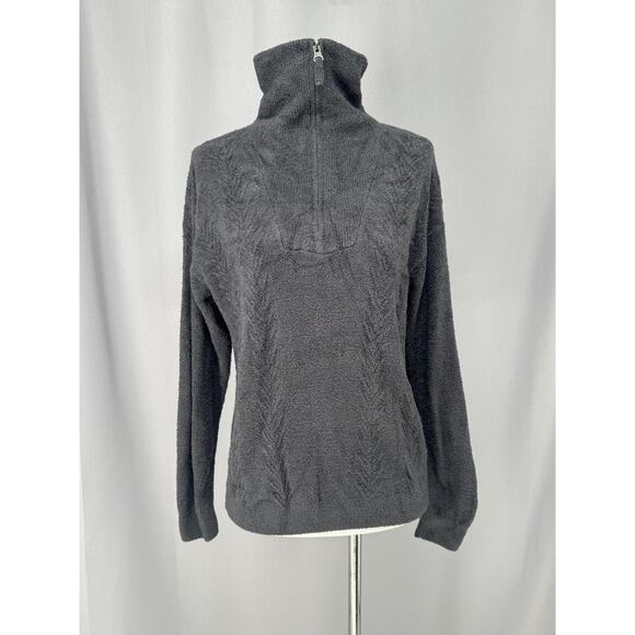 Barefoot Dreams Sweater Womens XS Gray CozyChic Mock Neck 1/4 Zip Pullover - Picture 1 of 14